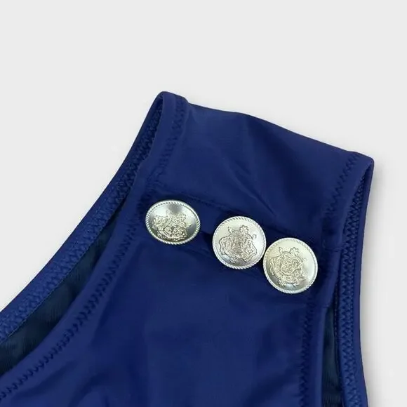 J. Crew Cut Out Full Coverage One Piece Swimsuit with Buttons Navy Size 22 - Picture 7 of 11